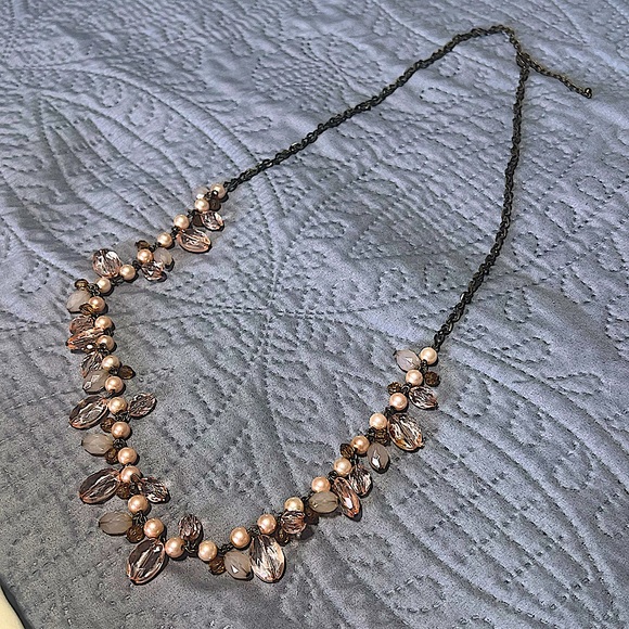 Vintage Pearl and Pink Stone 18in Necklace - Picture 1 of 7